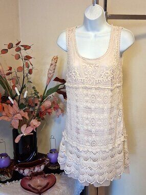NWOT Kensie Dresses Unique Crochet Lined Dress Sleeveless Midi Lace Sundress 8